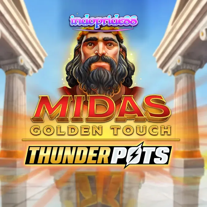Tampilan visual slot Midas Golden Touch: Thunder Pots dengan elemen emas dan peti bonus.